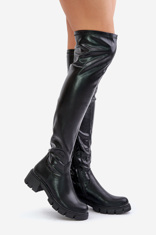 Knee High Boots With Flat Heel Made Of Eco Leather Mesiga