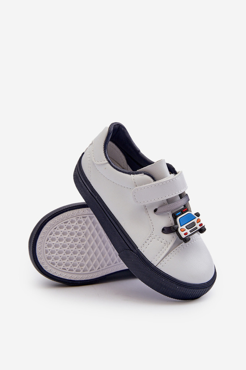 Trampki Sneakersy Dziecięce Z Przypinką Biało-Granatowe Pennyn