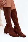 Women's Low Heel Eco Suede Boots Sergio Leone KZ212 Brown