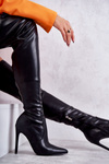 High Leather Boots On A Stiletto Heel Black Skyler 