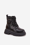 Dziewczęce Botki Ocieplane Na Zamek z Ozdobą Love Czarne Rosaira