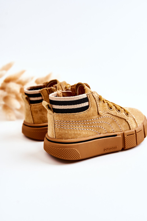 Children's High-top Sneakers With A Zipper Camel Boone