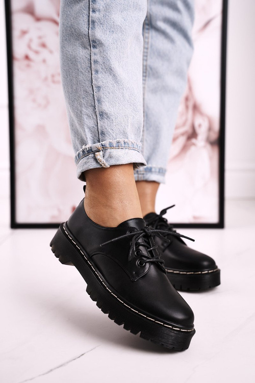 Women's Classic Oxfords Brogues On Platform S.Barski HX62 Black
