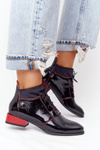 Skórzane Botki Trzewiki Maciejka 04744-16 Czarno-Czerwone