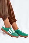 Niskie Buty Sportowe Sneakersy Damskie Zamszowe Zielone Vinceza 79517