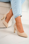 Classic Women's Pumps On A Block Heel Suede Beige Eleanor