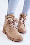 Suede insulated boots with a zipper with pearls beige Raiso