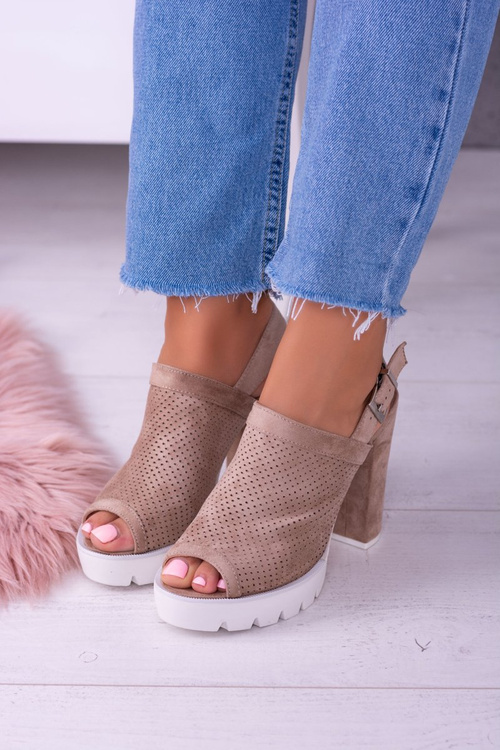 Lu Boo Beige Suede Stiletto Sandals Emare
