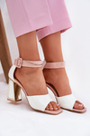 Lacquered Women's Sandals On Heel Vinceza 20266 White