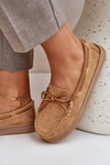 Women's Moccasins on Flat Sole Camel Timannie