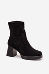 Women's Heeled Boots Made Of Eco Suede With Zipper Black Serinna