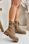 Women’s Worker Boots With Zipper Made Of Eco Suede Dark Beige Savalann
