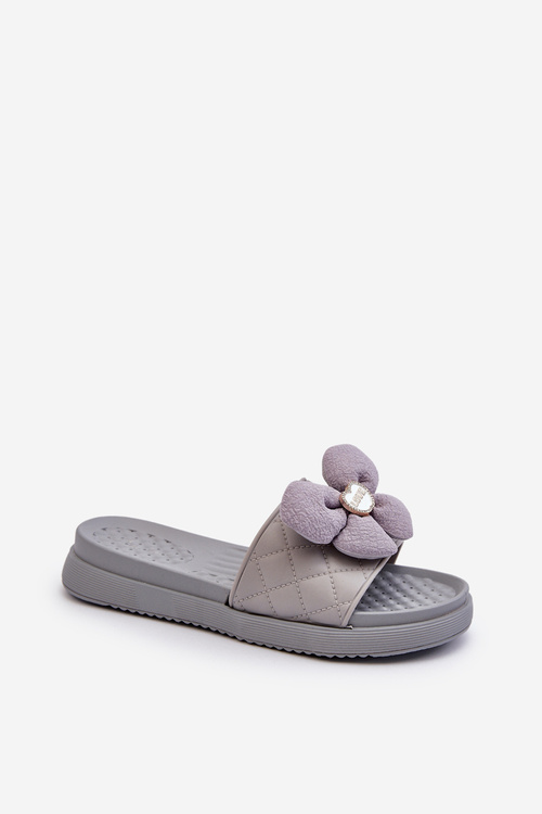 Women's Grey Sandals with Decoration on Low Platform Cedrella