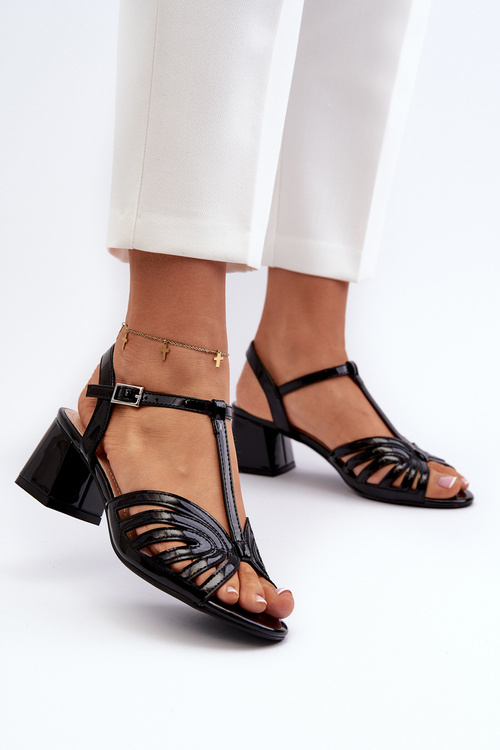 Lacquered Women's High Heel Sandals Sergio Leone SK880 Black