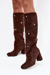 Women's Winter Heeled Boots with Decorative Details Chocolate Lucinda