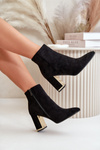 Women's ankle boots with heel, zip fastening, lined with faux suede, black Mevair