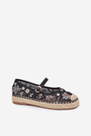 Mesh Espadrilles With Embroidery On Platform Black Laxisa