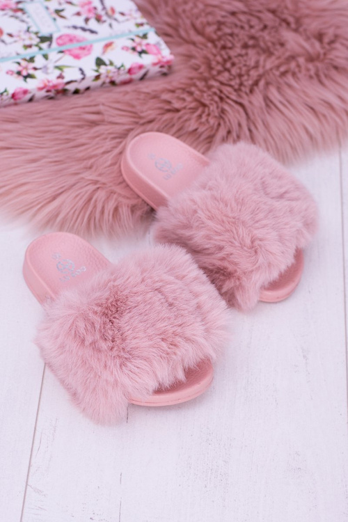 Lu Boo Children's Pink Fur Flip Flops Fur XXL Poli