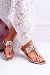 Flip Flops Sandals With Crystals Lu Boo Pink Gold