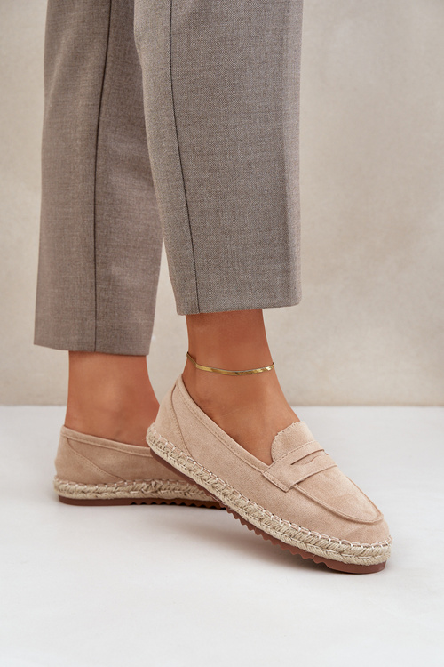 Women's espadrilles with jute weaving on flat sole beige Shilova