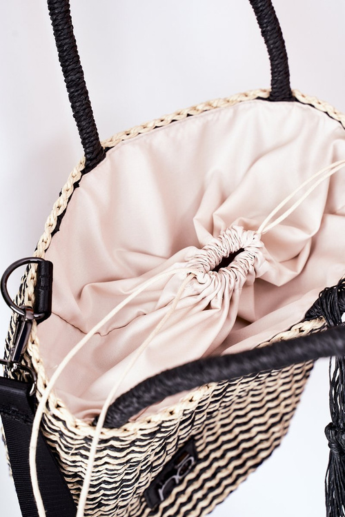 Braided Handbag NOBO XK0380 Black-Beige