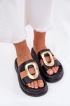 Women's Platform Sandals With Gold Detail Black Ularinea