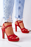 Elegant Sandals On A Block Heel Red Anastasia