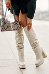 Slip-on ankle boots on a heel and platform with gathering warm light beige Beridra