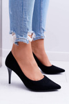 Women's Suede Pointed Stilettos Black Cream