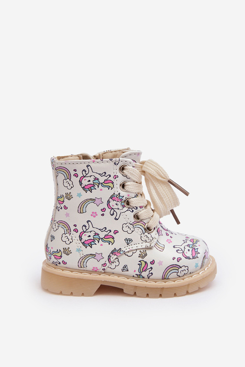 Kids' Lined Zip-Up Boots Beige Dolida