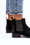 Women's Ankle Boots on Flat Heel Black Sauamia