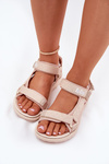 Ladies Fabric Sandals With Velcro Lee Cooper LCW-25-34-3560 Beige