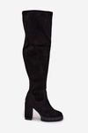 Women's Knee-High Boots on Block Heel Eco Suede Black Tahlina