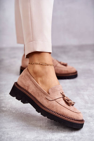 Women's Suede Shoes On A Beige Unni Platform