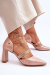 Leather Pumps With Belt Maciejka 05950-33 Pink