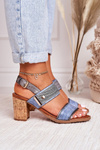 Sandały Na Korkowym Słupku Niebieskie Emmy