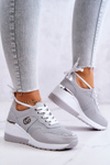 Buty Sportowe Sneakersy Damskie Skórzane Szare Loissa