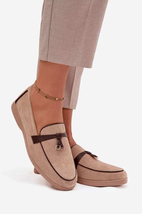 Damskie Mokasyny Loafersy Beżowe Darwen