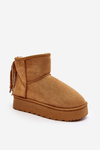 Women's snow boots on a chunky platform with tassels Camel Lirico