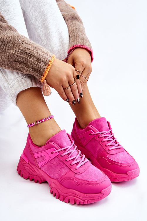 Buty Sportowe Sneakersy Modne Fuksja Frezio