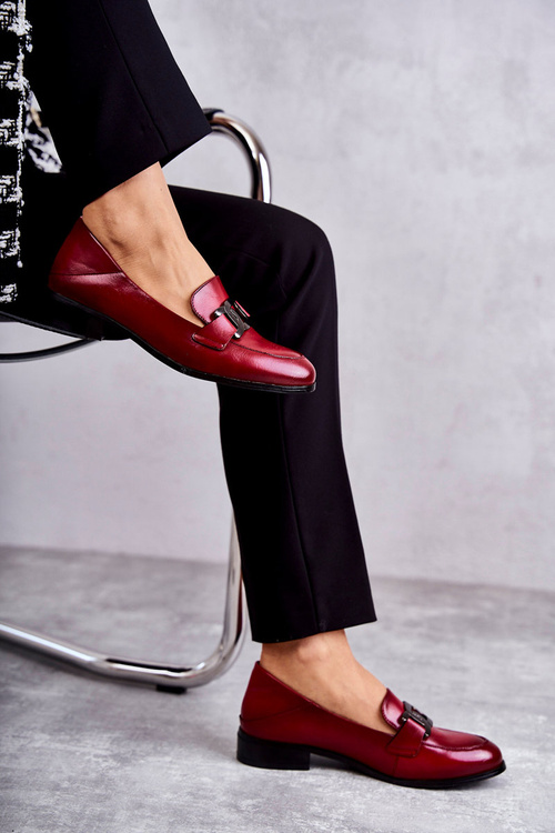 Półbuty Skóra Loafery Bordowe Trine