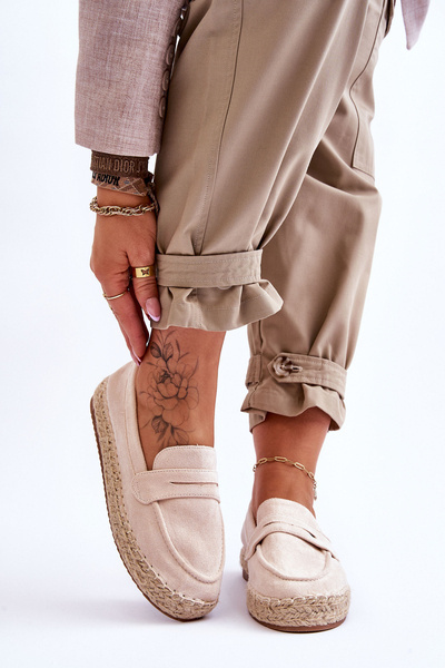 Espadryle Damskie Zamsz Jasnobeżowe Keyla