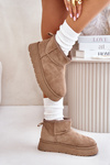 Low Women's Snow Boots On Platform Insulated With Fur Beige Saldren