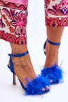 Women's Sandals With Feathers Blue Tiffany