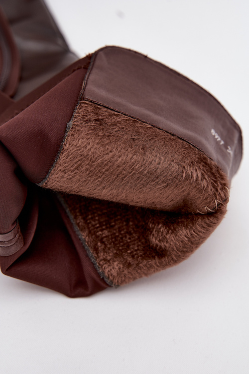 Damskie Kozaki Eko Skórzane Wsuwane Ocieplane Czekoladowe Sylvina