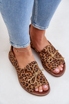 Zazoo 2660 Leather Ballet Flats Women In Leopard Print Brown