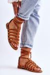 Women's Suede Roman Sandals Camel Sempre