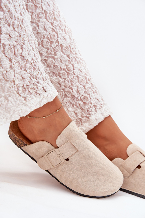Women's Slippers and On Cork Platform With Buckle Light Beige Klarae