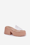Transparent Women's Slippers On Platform And Chunky Heel Beige Rizana