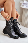 Lacquered Worker Boots With Decoration Insulated D&A Black MR880-080